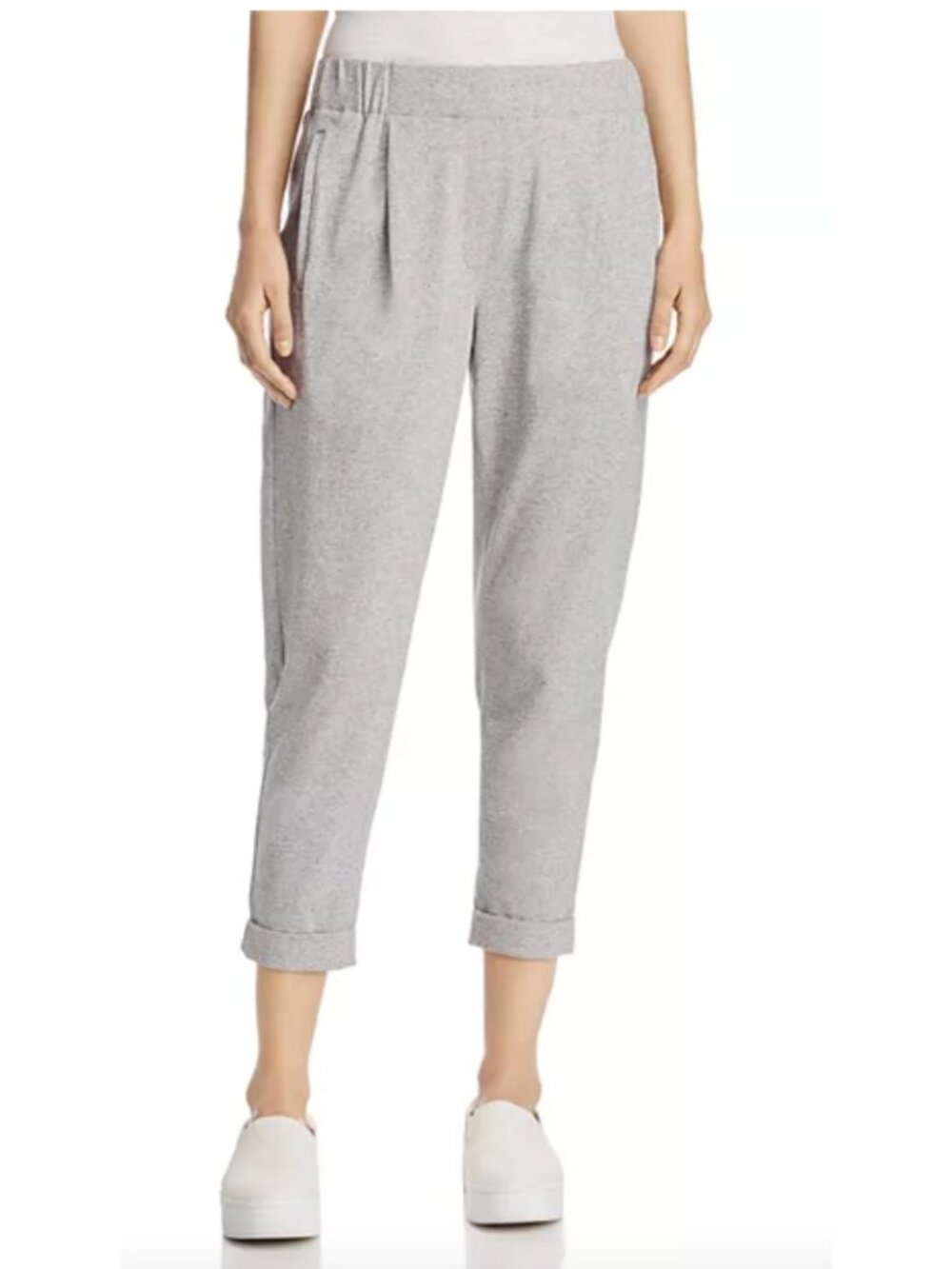 Eileen Fisher Organic Cotton Tapered Pull On Pants Womens XL Gray Cuffed Minimal
